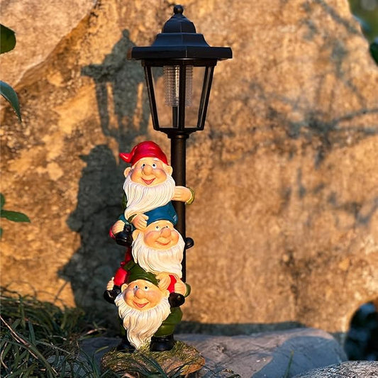 Solar Garden Gnomes Statue, Solar Gnomes Figurine Light with Welcoming Signs, for Outdoor Landscape,Lawn Courtyard, Paths Decor - Unique Gift for Grandmothers, Women,Sisters for Birthday
