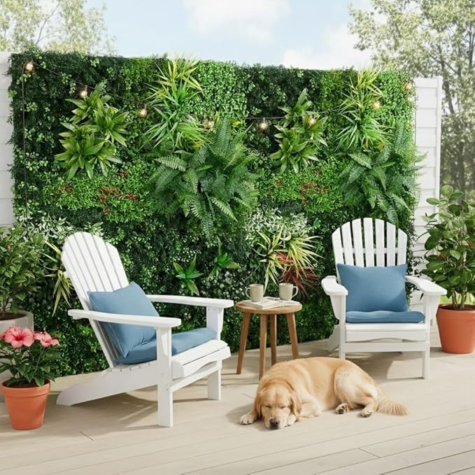 Artificial Plant Wall Panels, 40"x 40" Greenery Boxwood Panels with UV Protection, Faux Grass Ivy Privacy Screen Fence, Grass Wall Backdrop for Indoor Outdoor Garden Backyard Decor