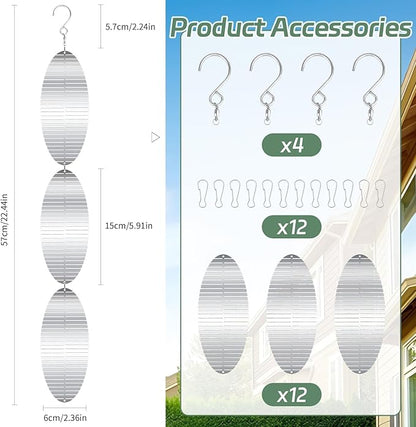 12PCS Stainless Steel Reflective Wind Spinners for Outside, 3D Mirror Spinners Outdoor, Metal Garden Decor to Enhance Patio Yard, Visual Scare Device for House, Reflective Spinners for Garden