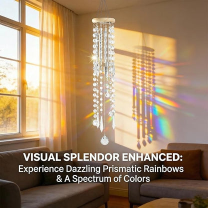 Crystal Wind Chimes - Glass Wind Chimes for Outside, Outdoor Crystal Suncatcher with Tuned Tubes, Reflective Windchimes Outdoors Unique, Hanging Prism Rainbow Maker Chandelier Home Decor (Snowflake)