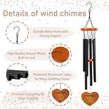 Grandpa Gifts Wind Chimes for Outside - Metal Windchime with Wooden Pendant, Greeting Card & Black Box - Unique Memorial Birthday Gift for Grandfather from Grandkids, Garden Hanging Decor