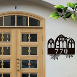 Personalized Gothic House Number metal Signs,Custom Address Number Metal Wall Art Decor,Black Plaques Outdoor wall Decorative Signage,Shed(8-30 Inches) (Castle A)