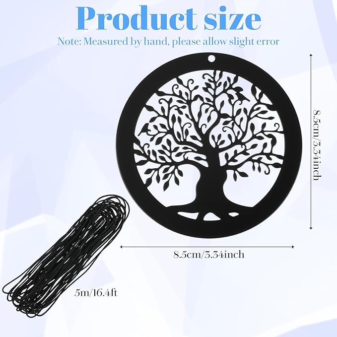 Molain Replacement Wind Catcher, Wind Chime Parts with 16.4FT Nylon Cord Vintage Black Tree Design Sail Replacement Hanging Decoration Ornament
