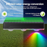 Solar Fence Lights Outdoor Waterproof，12pack High Brightness LED Spot Lens Deck Lights 10 Mode & RGB Solar Powered Wall Lighting Decor for Outside Wall, Deck, Patio, Yard, (Black-3lens, 12 pack)