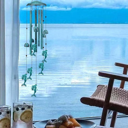 Mermaid Wind Chimes for Outside/Indoors, Mermaid Gifts for Women Mom Grandma, Aluminum Tubes Windchimes S Hook, 37" Wind Chime Hanging Decor for Home Patio Garden Porch Yard (Blue-Mermaid)