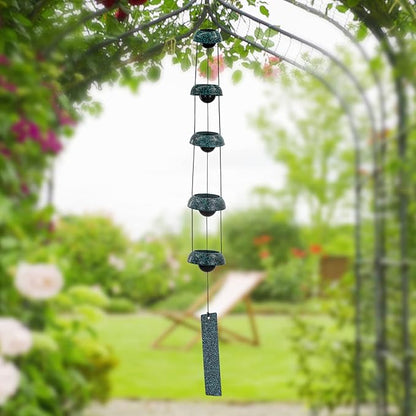 Bell Wind Chimes, Temple Wind Bell, Red Copper Wind Chimes with 5 Bells, Feng Shui Wind Chime for Home Yard Outdoor Decoration, A Great Memorial Wind Chime for Someone Who Loves Peace