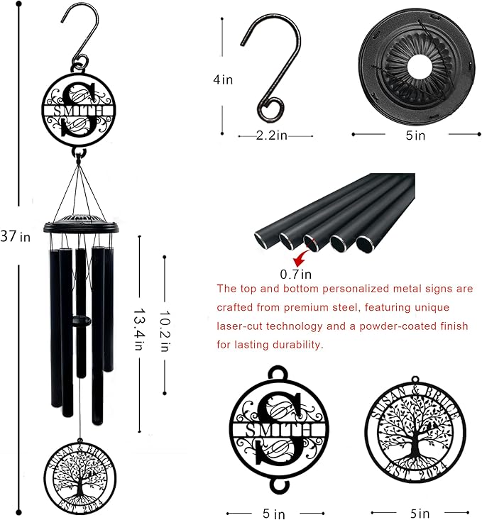 Personalized Weddings Wind Chime Gifts for Weddings or Anniversaries Custom Chime Gifts Custom Metal Sign Gift for Couple Parents Friends