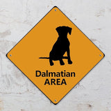 Dalmatian Crossing Sign Caution DalmatianDog Xing Sign Street Sign Wildlife Novelty Road Fence Wall Decor Warning Metal Tin Sign For Indoor Outdoor 15x15in