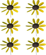 Beloit Plastics 12" Diameter Sunflowers/Daisy (6 Pack),24" Tall Pinwheel and Wind Spinner for Garden, Lawn, or Patio,Flower Vibrations May Irritate Moles - Front or Back Yard Decoration,USA Made