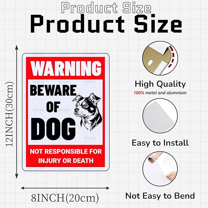 Beware of Dog Sign Jack Russell Metal Sign Warning Beware of Dog Signs for Fence Outdoor Farm Garden Gate Home Yard Decor 12x16 Inch