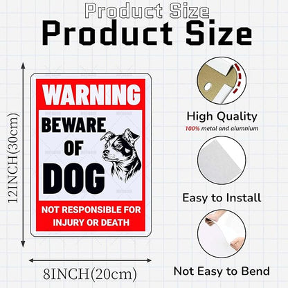 Beware of Dog Sign Jack Russell Metal Sign Warning Beware of Dog Signs for Fence Outdoor Farm Garden Gate Home Yard Decor 12x16 Inch