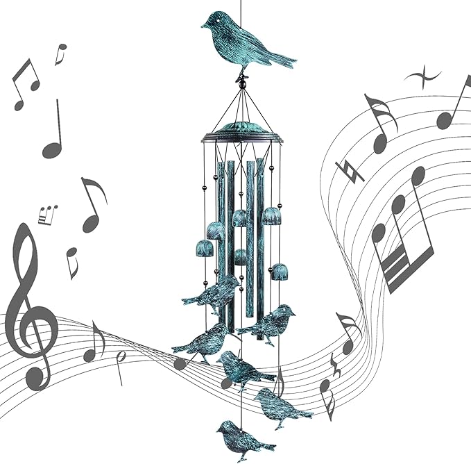 LESES Wind Chimes for Outside, Bird Outdoors Wind Chimes with 4 Aluminum Tubes, 35" Sympathy Windchimes Outdoors Clearance Home Garden Patio Decor, Unique Memorial Gifts for Mom Grandma