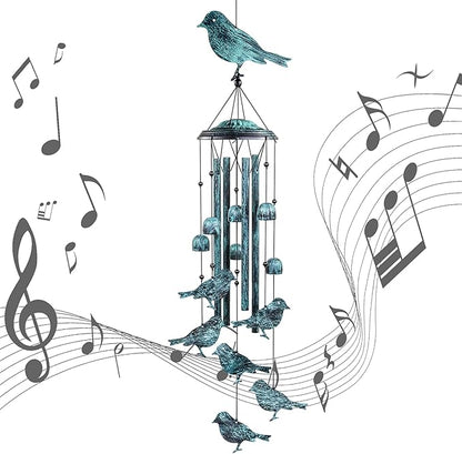 LESES Wind Chimes for Outside, Bird Outdoors Wind Chimes with 4 Aluminum Tubes, 35" Sympathy Windchimes Outdoors Clearance Home Garden Patio Decor, Unique Memorial Gifts for Mom Grandma