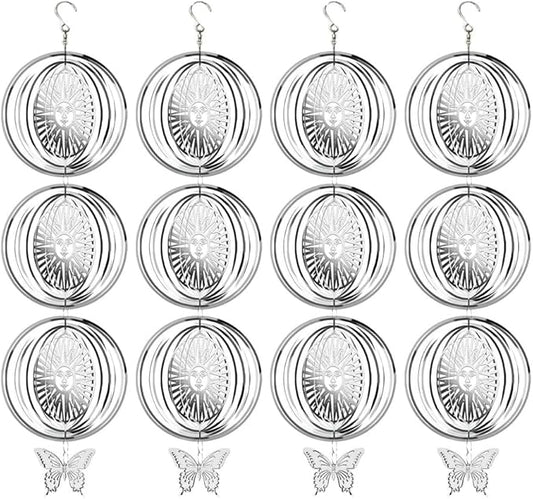 12PCS Bird Deterrents for Outside Patio, Stainless Steel Bird Reflectors to Keep Birds Away, Woodpecker Deterrent for House，Bird Scare Devices to Keep Pigeons Away from Your Garden (Sun face)