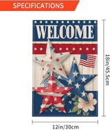 4th of July Garden Flag Seasonal Double Sided 12 x 18 Inch Small Yard Flag for Indoor Outdoor Decor Holiday All Seasons