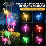 Solar Powered Flamingo Wind Chimes with 4 Music Aluminum Tubes, Flamingo Wind Chimes for Outside,Best Gifts for Mom Grandma Women Wife Aunt Sister, Unique Mobile Wind Chime, Garden Yard Decor
