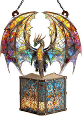Jesuspirit - Window Hanging Suncatcher – Crystal Clear Acrylic & Wood Sun Catcher for Home Decor, for Women (I Am A Book Dragon, 6 Inches)