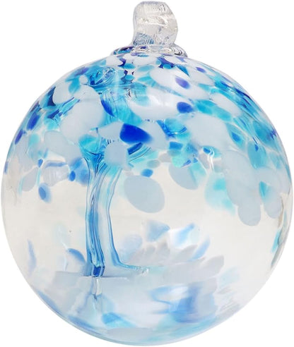Dale Tiffany Hand Blown Glass, 6" Diameter Aqua, Tree of Life Collection, Witch Globe Hanging Garden Indoor/Outdoor Decorative Ornament Gazing Ball