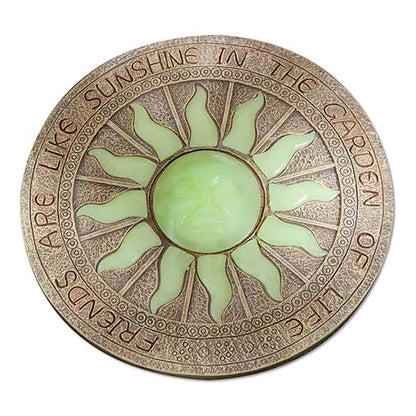 Bits and Pieces - Sun Garden Stone - Glowing Sun in the Dark; Garden Décor - 25cm Diameter, Polyresin, Yellow