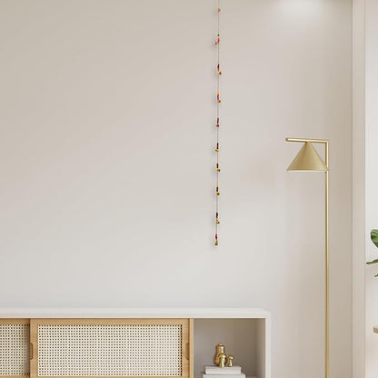 Ghungroo Vintage Bell Latkan Hanging for Wall Décor Decoration 10 Golden Handmade Bells in a String with Beads for Home Office Garden Decoration and Gifting (Small Bell String)