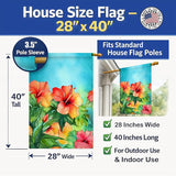 Caroline's Treasures Hawaii Hawaiian Hibiscus in Watercolor House Flag Large Porch Sleeve Pole Decorative Outside Yard Banner Artwork Wall Hanging, Polyester, House Size, Multicolor