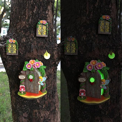 Miniature Fairy Garden Decoration - Outdoor Statues, Gnomes, Fairy Garden Accessories Kit, Art Yard Tree Face Decoration, Glow in The Dark