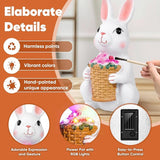 Brightever Solar Powered Garden Statues- Bunny Figurines for Spring & Mother's Day, Outdoor Rabbit Statue with Colorful LED Lights for Patio, Balcony, Lawn, Birthday Gifts for Women, Mom, Female