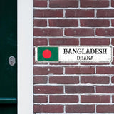 Bangladesh Street Signs Customized Bangladesh Flag Signs Capital City of Bangladesh Metal Sign Road Vintage Metal Wall Sign Rustic Wall Art Home Decoration Gift for Foreign Friend, Neighbor 18x4in
