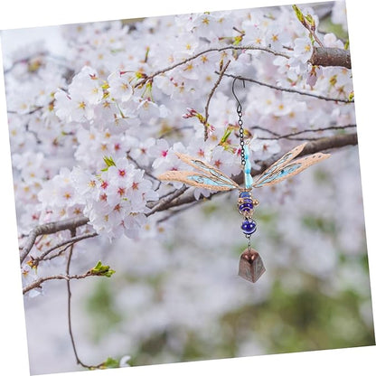 1pc Glow Dark Wind Chimes Dragonfly Design Metal Patio Ornament Outdoor Decor