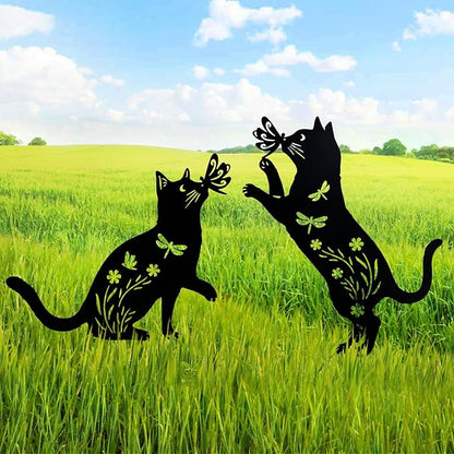 TIGGSY for Mom Cat Metal Decorative Garden Stakes Cat Unique Gifts for Women/Men Silhouette Statues for Yard Art, Outside, Patio, Outdoor Decor, Garden Decorations, Lawn Ornaments