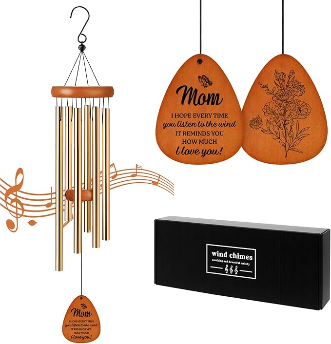 Birthday Gifts for Mom from Daughter, for Mum Stepmom, Wind Chimes for Mother, Best Mom Gifts from Son, Sentimental Gift for Mothers Day, Cute Wind Chime Garden Decor