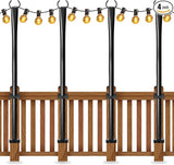 4 Pack String Light Poles for Deck, 5Ft Heavy-Duty Metal Deck Light Poles for Outside with Fixing Clips, Lighting Hanging Post Accessories for Patio Decor Garden Backyard Yard Fence Porch Decorations