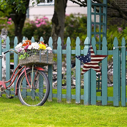 Morning View American Flag Garden Stake Set of 2 Patriotic Decor Metal Star US Flag Yard Sign Bar Star Outdoor Lawn Art Ornament 4th of July Memorial Day Veterans Day Independence Day 12 Inches Tall