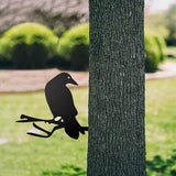Black Metal Raven Decor ，3PCS Outdoor Raven Yard Fence Decorations ，Metal Birds Craft Ornaments Garden Fence Topper Outdoor Yard Art