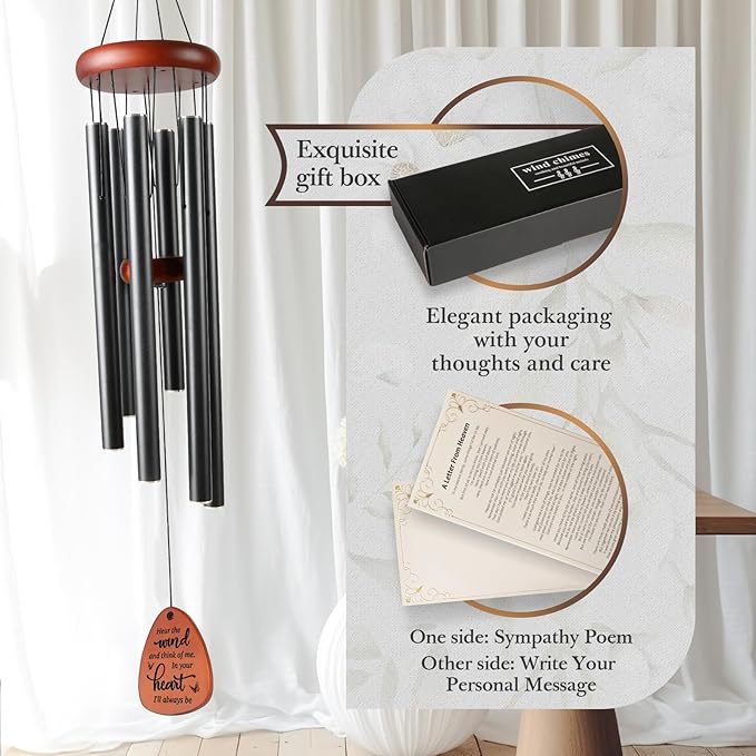SteadStyle Memorial Gifts Wind Chimes - Sympathy Gifts for Loss of Loved One, Gifts for Who Loss of Dad, Mom, Brother, Friend, Sympathy Bereavement Gift Baskets Home Outdoor Garden Patio Decor (36 IN)