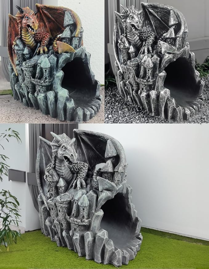 coolboy Dragon Sculpture Gutter Diverter Rain,Deco Gutter Extension Downspout, Eco-Friendly Resin Gutter Extender Diverter,Splash Block, Perfect Rain Gutter Downspout Extension for 3"x4" Downspouts
