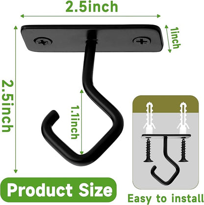 Lifyzoon Ceiling Hooks for Hanging Plants - 2.5 Inch Iron Plant Bracket 8 Pack, Metal Plant Hanger Wall Hooks for Plants, Lanterns, Light, Wind Chimes, Indoor&Outdoor Decoration Black
