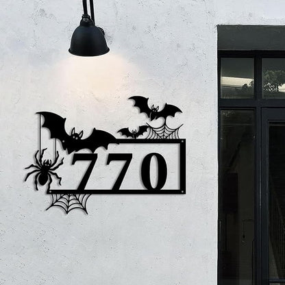 Personalized Gothic House Number metal Signs,Custom Address Number Metal Wall Art Decor,Black Plaques Outdoor wall Decorative Signage,Shed(8-30 Inches) (Spider C)