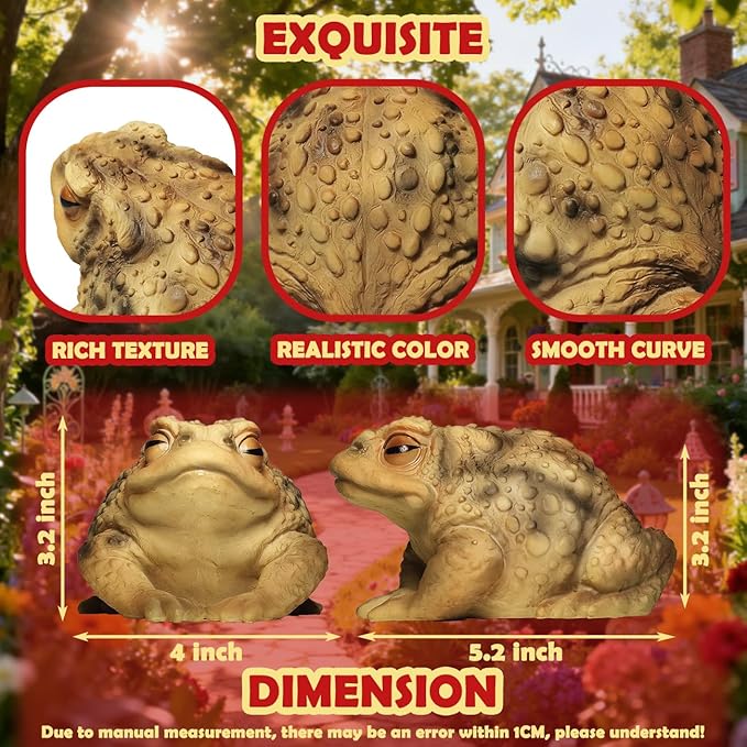 Sunthus Frog Toad Sculptures Garden Statues Yard Art Resin Decorations Outdoor Garden Decor