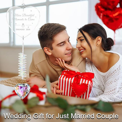 Engagement Gifts for Couples 2026, Wedding Gifts，Crystal Suncatcher for Newly Engaged, Hanging Crystal Gift Ornament, Congratulations Decorations for Friends Just Engaged