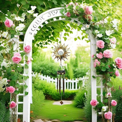 Sun Wind Chimes, Metal Wind Chimes, Waterproof Anti-Corrosion, Solar Wind Chime, Wind Chime for Outside/Window/Door/Garden/Outdoors, Gifts for Girl/mom/Friend. (Sun)