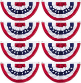 8 Pack American Pleated Fan Flag, 1.5 x 3 Ft Red White and Blue Half Fan Flag Bunting Banner, Patriotic Decorations USA Bunting Flags Outdoor Indoor for Porch Garden Memorial Day 4th of July Decor