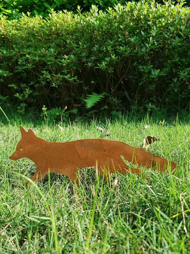 2 PCS Animal Garden Decoration, Lawns Animal Indoor Outdoor Garden Statue, Animal Figurine for Gardens Patios, Creative Animal Garden Sculpture, Sneaky Rustic Animal Garden Decoration