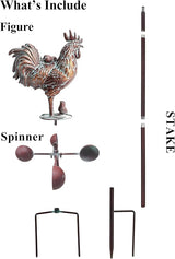 Metal Rooster w/Chicks Garden Spinner for Outside,79" Large Kinetic Wind Spinner for Yard and Garden Outdoor Decor,Antique Copper Chicken Wind Sculpture,Metal Yard Art for Patio Lawn Decorations