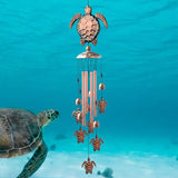 Sea Turtle Wind Chimes Outdoor, for Women,Tortoise Copper Windchime, Thanksgiving Gift for mom, Grandma,Sister,Women,Gardening Gifts,Yard Decor