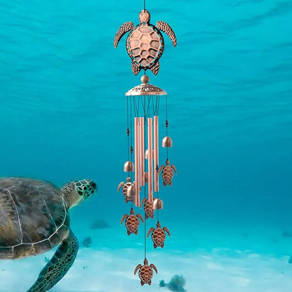 Sea Turtle Wind Chimes Outdoor, for Women,Tortoise Copper Windchime, Thanksgiving Gift for mom, Grandma,Sister,Women,Gardening Gifts,Yard Decor