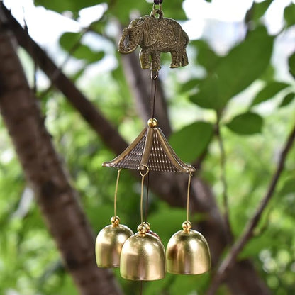 Maydahui Retro Elephant Wind Chime (21 Inch H) Vintage Copper Wind Bells with S Shaped Hook for Mom Gifts Birthday Garden Yard Indoor Home Decor Outdoor Decor