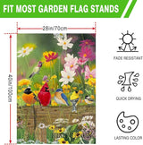 Hummingbird Spring House Flag Birds Floral Garden Flags 28x40 Double Sided, Large Burlap Yard Flags for Outside Seasonal Decoration