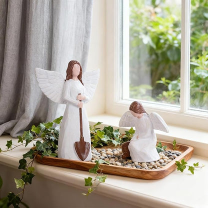 Garden Angel Statues of Set 2, Gardening Gifts for Women Figurines, Unique for Mom Sisters Grandma Friends, Gift to Celebrate Friendships