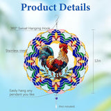 Wazzio Chicken Wind Spinners Outdoor, Chicken Gifts for Women Men Mom Dad, Hanging Wind Sculptures Spinners for Christmas, 12 inch Outdoor Indoor Hanging Ornament for Garden Porch Backyard Lawn